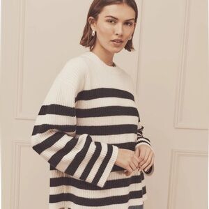 NAADAM Super Luxe 100% Cashmere Black and White Striped Women's Sweater
